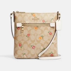 NWT - Coach Mini Rowan File Bag In Signature Canvas With Nostalgic Ditsy Print